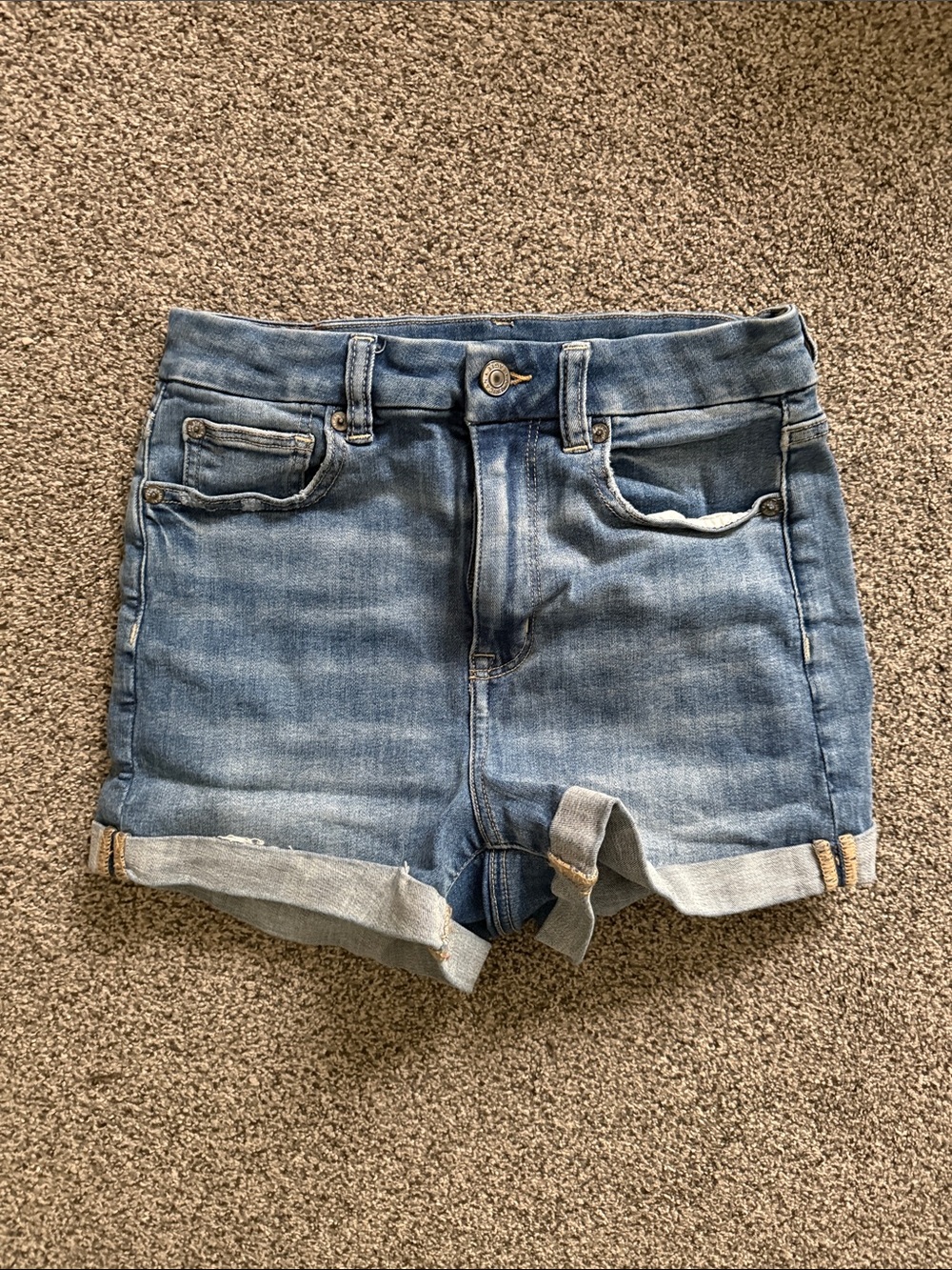 American Eagle Outfitters Light Blue Denim Roll-Cuff Shorts